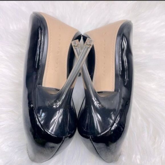 Zara | patent leather pointy toe stilettos size 36, black w ombré 3 1/2” heel. - Picture 3 of 9